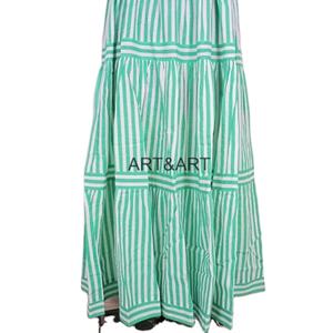 Vestido de algodón para mujer, mini vestido estampado a rayas, hecho a mano, estilo bohemio, con tirantes de gasa, para verano, playa, fiesta, tejido, lavado en seco - Product Image 3