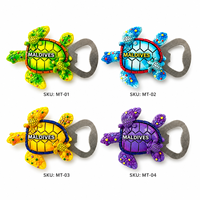 Aimant de réfrigérateur personnalisé en polyrésine peint à la main, ouvre-bouteille tortue marine 3D, souvenirs marins en gros
