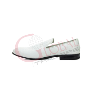 Mocassins rétro originaux pour hommes, chaussures plates à enfiler, en cuir fait main, couleur blanche. - Product Image 4