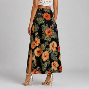 Falda Maxi Hawaiana Personalizada para Mujer, Otoño, Estampado Floral Tropical, Estilo Playero, Casual, Ligera, 100% Algodón, Venta al Por Mayor - Product Image 3