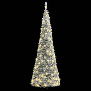 Sapin de Noël artificiel en PVC vert et blanc de 82,7 pouces avec base en métal et lumières de Noël festives - Product Image 2