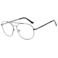 Montures optiques carrées géométriques en métal pour hommes, lunettes à double pont, fournisseur en gros avec options de personnalisation de marque