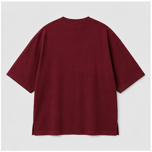 Custom Oxblood Red Cotton Modal Cocoon <b>Mens</b> Oversized Short Sleeve Crew Neck T-Shirt MTS-OVR-0036 - Product Image 2