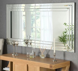 Espejo de Pared Veneciano de Lujo sin Marco con Cristal Biselado Intrincadamente Tallado, Motivos Florales Decorativos y Acabado Refinado - Product Image 1