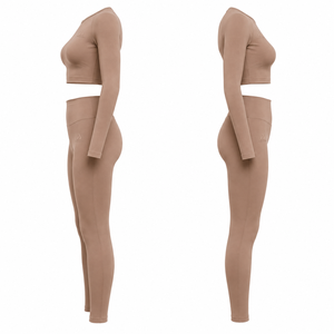 Women Seamless <b>Yoga</b> <b>Set</b> Long Sleeve Crop Top High Waist Leggings Fitness Activewear <b>Set</b> - Product Image 2