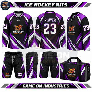 Ensemble d'uniformes de hockey sur glace personnalisés jaune et noir, sublimés, avec maillot à manches longues, short rembourré et sac de transport assorti, OEM ODM - Product Image 4