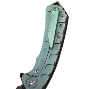 Couteaux de poche pliants de haute qualité avec lame à motif Damas, poignée ergonomique en métal et incrustation décorative pour l'extérieur - Product Image 4