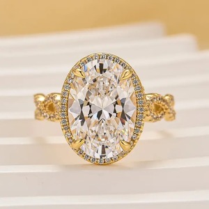 Élégante bague de fiançailles torsadée en moissanite ovale 925, plaquée or blanc et jaune, en argent sterling, pour femme - Product Image 1