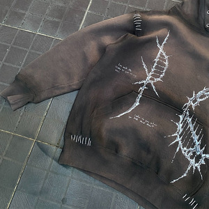 Sweat-shirt à capuche imprimé gothique pour homme, coupe ample, 100% coton tricoté, design streetwear automne, poche avant, manches classiques - Product Image 5