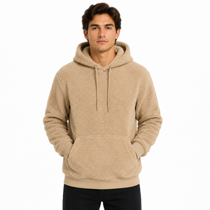 Custom <b>Men</b> <b>Sherpa</b> Hoodie <b>Fleece</b> Pullover Sweatshirt Kangaroo Pocket Solid Color Custom <b>Men</b> <b>Sherpa</b> Hoodie <b>Fleece</b> Pullover - Product Image 1