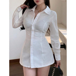 Vestido camisero ajustado con botones para mujer / Camiseta larga - Product Image 6