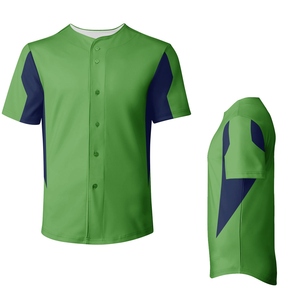 เสื้อเบสบอลสีเขียวสำหรับผู้ชาย แขนสั้น ตัดต่อสี ระบายเหงื่อได้ดี ทรงปกติ ใส่ได้ทุกฤดู - Product Image 1