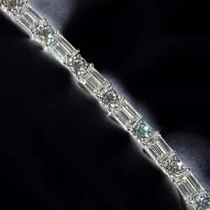 Womens 14k White Gold Emerald Cut E F VVS Lab Grown 11.5 Carat Bracelet Diamond - Product Image 5