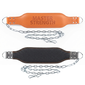 Ceinture de soutien lombaire en cuir pour dips avec chaîne, professionnelle, pour entraînement en salle de sport, unisexe, robuste - Product Image 1