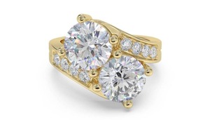 Vintage Lab Grown Diamond Shoulder <b>Set</b> Ring 0.65 Carat Round Brilliant Cut 18K Gold Plated for Certified Fancy Color - Product Image 3