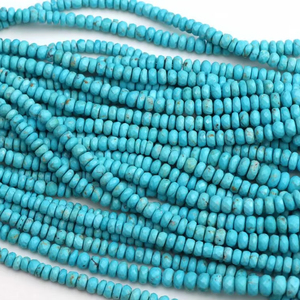 Perles Rondelles Facettées en Turquoise Naturelle d'Arizona 4-9mm, Fil en Vrac, Pierres Précieuses Authentiques pour la Fabrication de Bijoux, Vente en Gros - Product Image 1