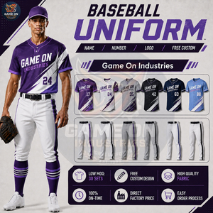 Uniformes Deportivos de Béisbol Sublimados Personalizados para Hombre, Jersey con Botones Completos y Pantalones con Ribetes, Venta al Por Mayor Directa de Fábrica - Product Image 5