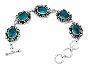 Pulsera de Mujer con Piedra de Topacio Plateada en Plata Antigua Oxidada de Estilo Vintage |   Joyería Étnica Bohemia Hecha a Mano en Latón para Bodas (Bohemia) - Product Image 5