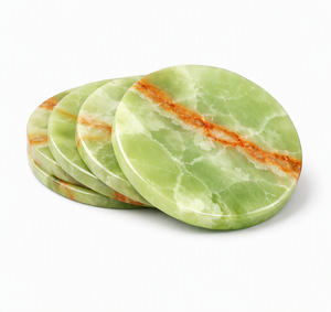 Natural Green Onyx Polished Pebble <b>Coaster</b> Stone Table Mat Round <b>Drink</b> <b>Coaster</b> for Hospitality Decor - Product Image 2