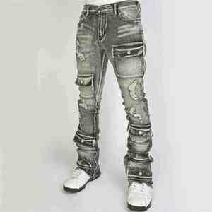 Jeans décontractés pour hommes, coupe droite, vente en gros, 100% coton denim, marron et noir, coupe-vent, respirant, été, automne - Product Image 6