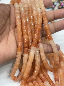 Perles de pierres précieuses de haute qualité pour la fabrication de bijoux, 17 pouces, Avanturine naturelle ombrée, facettées, forme Heishi, taille 7-8 mm - Product Image 4