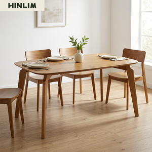 Mesa de Comedor Rectangular de Madera Maciza Contemporánea con Bordes Redondeados, Muebles de Comedor Modernos y Minimalistas para Apartamento, 6 Plazas - Product Image 3