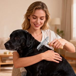 Peigne de toilettage classique en acier inoxydable écologique pour chiens et chats |   Peigne démêlant 48 broches anti-rouille pour poils d'animaux épais, fins et longs - Product Image 3