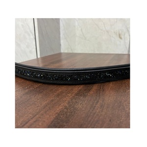 Frontal de cuero negro para caballo inglés con pedrería de cristal AB negra, acolchado curvo, cómodo y duradero, para brida de exhibición LLT - Product Image 3