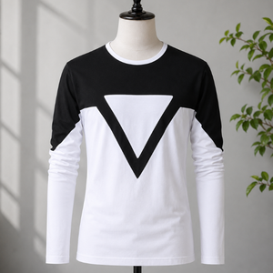 เสื้อยืดลำลองแขนยาวผู้ชายระดับพรีเมียม |   เสื้อยืดคอกลมผ้าคอตตอนผสมลายกราฟิกสวมใส่สบายสำหรับการเดินทางและการใช้งานในชีวิตประจำวัน - Product Image 1