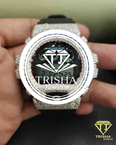 Reloj Digital de Lujo con Diamantes Moissanite VVS, Plata de Ley 925 con Bisel de Piedra Azul, Estilo Hip Hop - Product Image 5