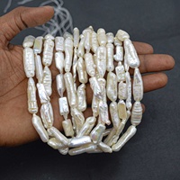 Perles de culture d'eau douce naturelles blanches baroques de 15 mm, 20 mm, 25 mm, 30 mm, perles longues percées, qualité AAA++, fabrication artisanale en Inde