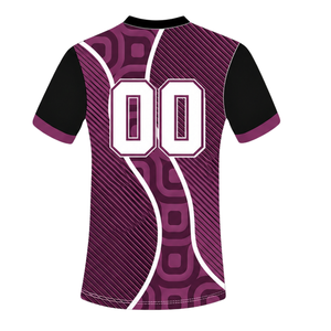Camiseta de Rugby Negra Borgoña de Manga Corta con Cuello en V, Uniforme de Equipo Geométrico Personalizado, Ropa Deportiva Transpirable para Entrenamiento - Product Image 2