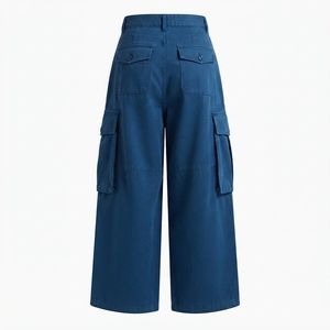 Pantalon cargo homme taille mi-haute coupe large, écologique, imperméable, en tissu 100% coton laminé, style sportif, multiples poches, élastique - Product Image 2