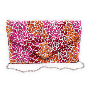 Handmade Orange for Floral Beaded Envelope Clutch <b>Bag</b> Durable Sequin Purse Portable Foldable Wedding Parties Evening <b>Gift</b> - Product Image 2