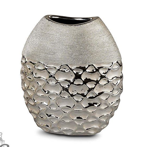 Handmade Silver Plated Iron Flower <b>Vase</b> <b>Unique</b> Coastal Design Oval Shape for Outdoor Home Hotel Wedding Elegant Pot Holder - Product Image 1