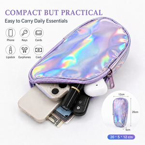 Sac <span class=keywords><strong>de</strong></span> cuisse holographique en PU imperméable avec fermeture éclair, sangles réglables et logo personnalisé – Idéal pour le carnaval, la gym, le sport et les activités <span class=keywords><strong>de</strong></span> plein air - Product Image 4