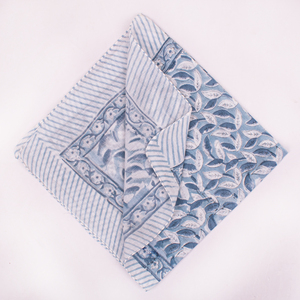 Craftjaipur Printed Blue Floral Cotton Bandana Square Scarf Breathable Casual Headband Spring Summer Style <b>Wraps</b> - Product Image 5