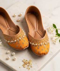 Custom Design Women Khussa Fashion Pumps Handmade Traditional Pakistani <b>Embroidered</b> Flats Premium Ethnic Footwear Wholesale - Product Image 3