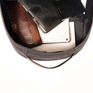 Gray Laptop <b>Backpack</b> GRS Cotton GRS PU Leather Fashion Casual <b>Computer</b> <b>Backpack</b> with Genuine Leather LOGO - Product Image 5