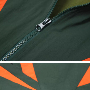 Veste coupe-vent zippée néon colorblock personnalisée OEM avec empiècements en maille géométriques, style streetwear unisexe, veste de sport, vente en gros B2B OEM - Product Image 4