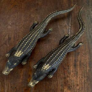 Manija de puerta de latón con forma de cocodrilo, juego de tiradores de puerta con diseño de lagarto, herrajes para puertas de madera - Product Image 6