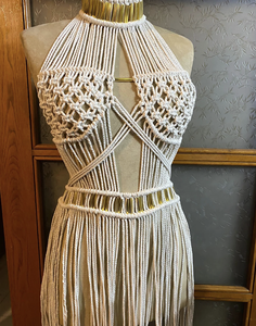 Vestido Boho de Macramé, Ropa Hecha a Mano para Festivales, Elegante Traje de Cóctel - Product Image 3