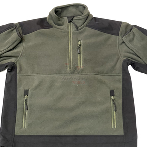 Tactical Fleece Jacket Windproof Color Blocking Olive Green Black Half Zip Winter <b>Coat</b> Side Pockets Cold Weather Outdoor Jackets - Product Image 1