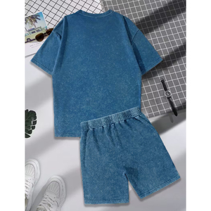 Men 2 Piece Casual <b>Set</b> Manufacturer 220 GSM Cotton Cargo Shorts T Shirt OEM ODM Custom Logo Bulk acid wash - Product Image 2