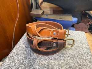 Handmade Leather Belt Full Grain Cowhide 1-1/2 Inch Wide <b>Brown</b> <b>Tan</b> Color Durable Simple Style Promotional Gift - Product Image 1