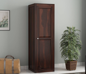 Armoire en bois de couleur noyer unique, fabriquée à la main en Inde, armoire à 1 porte, organisateur de chambre à coucher, armoire en bois - Product Image 2
