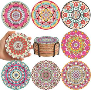 Juego de Posavasos Redondos de Corcho con Diseño Mandala Moderno, Antideslizantes, Decorativos para Mesa, para Bebidas, Café, Té, Vasos, Mesa de Comedor - Product Image 3