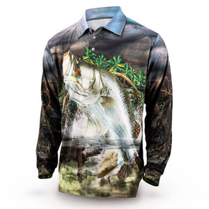 Camisetas Polo de Pesca Sublimadas Personalizadas al por Mayor, Camisetas de Pesca de Manga Larga, Camisetas Polo de Pesca con Protección UV de Poliéster - Product Image 4