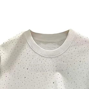T-shirt élégant surdimensionné avec strass, 100 % coton, respirant, écologique, vêtements décontractés pour hommes, vêtements de mode en vente - Product Image 6