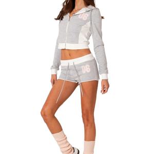 Nouveaux sweats à capuche pour femmes avec logo personnalisé, de haute qualité, à fermeture éclair intégrale, à cordon de serrage, en polaire doux, surdimensionnés, à capuche courte, à fermeture éclair - Product Image 6